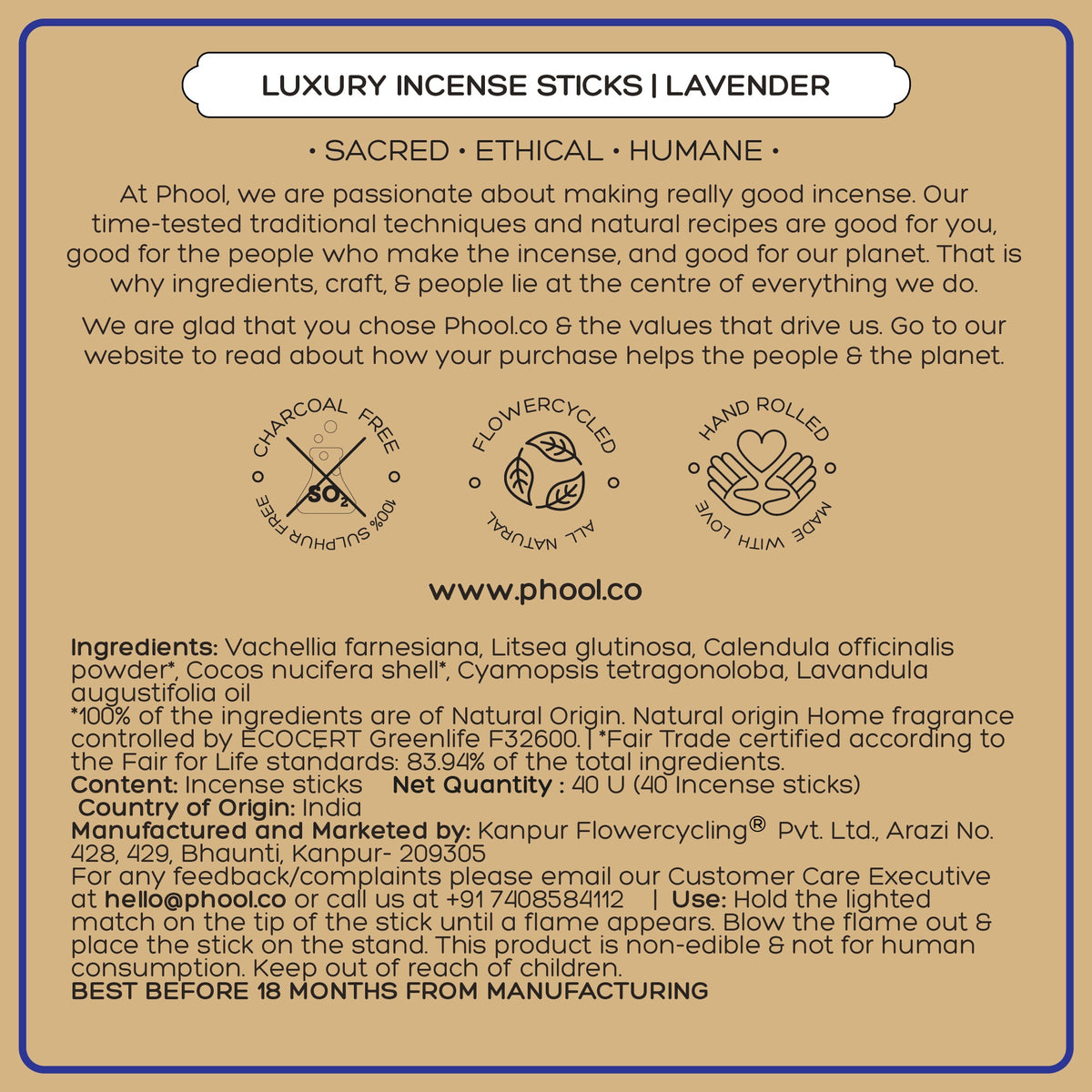 Phool Natural Incense Sticks - Lavender