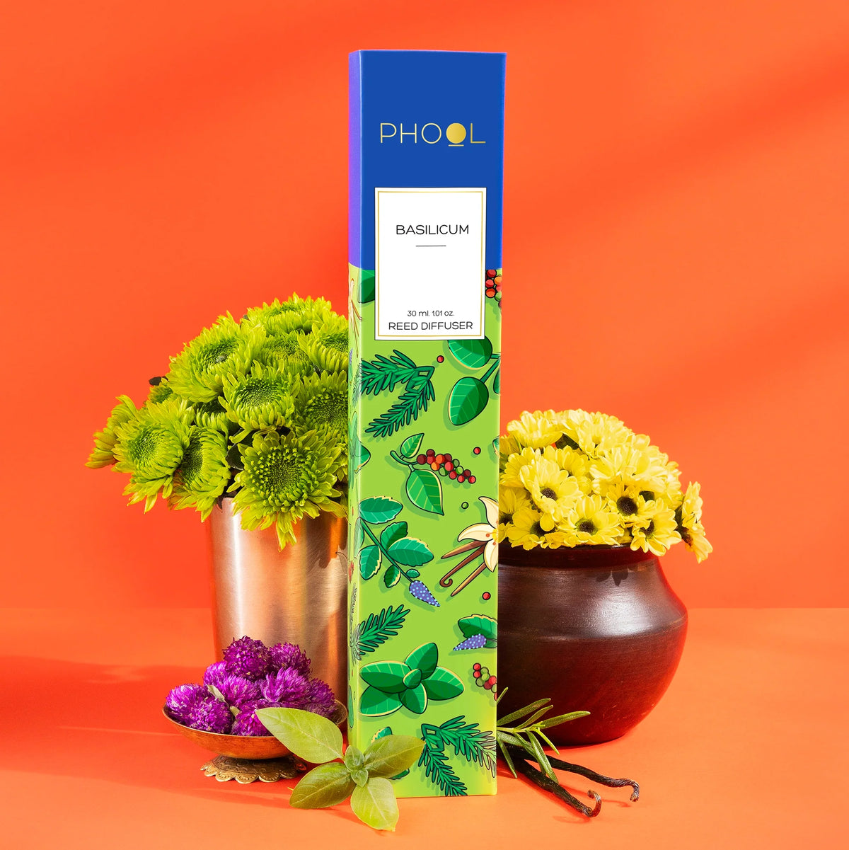 Phool Basilicum Luxury Reed Diffuser Set