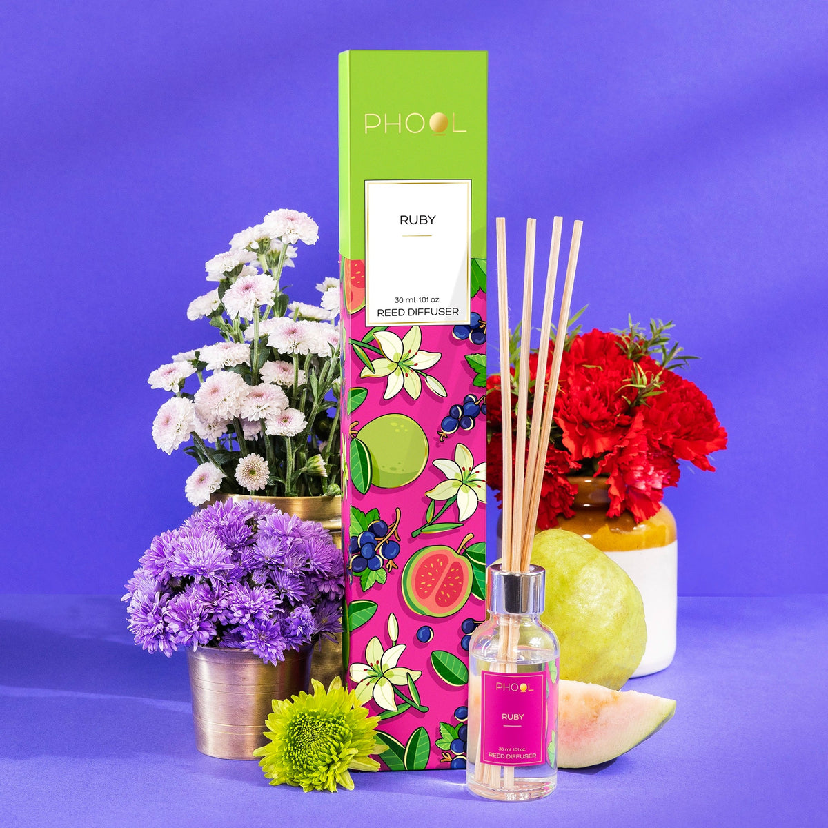 Phool Ruby Luxury Reed Diffuser Set