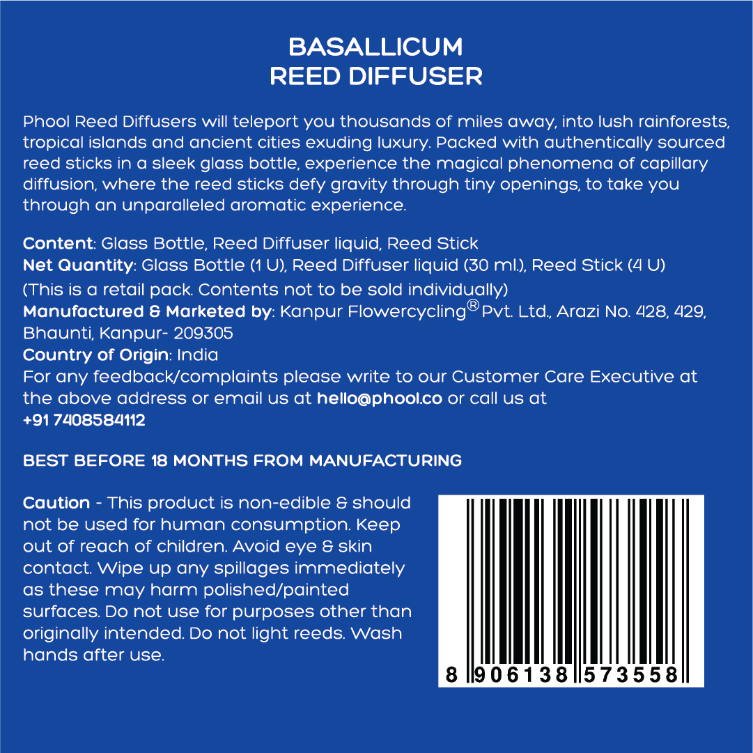 Phool Basilicum Luxury Reed Diffuser Set