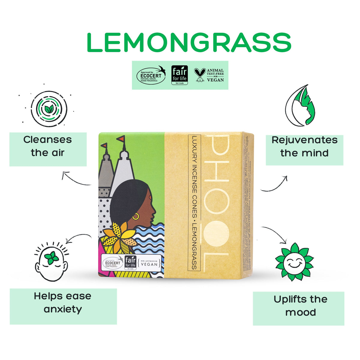 Phool Natural Incense Cones - Lemongrass