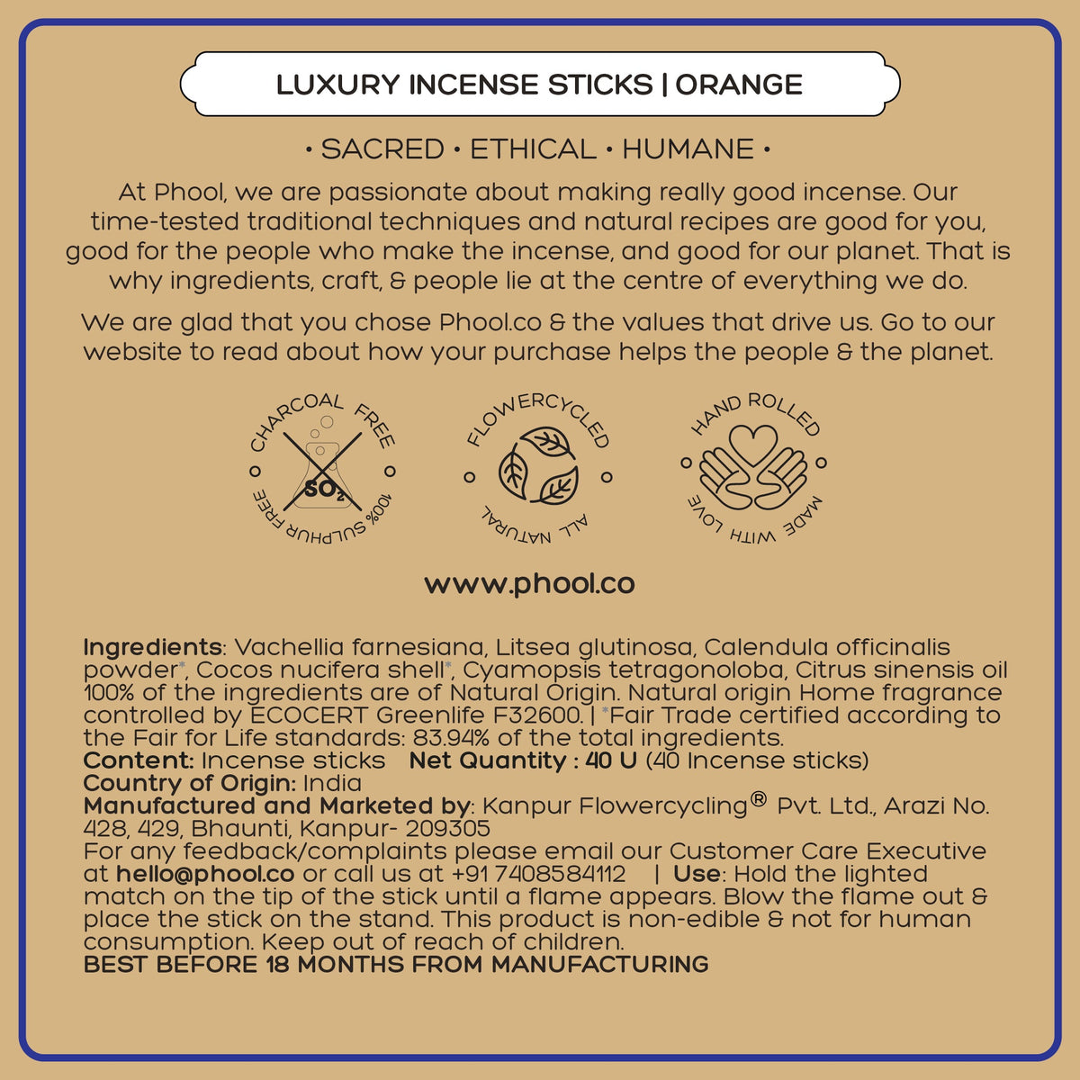 Phool Natural Incense Sticks - Orange