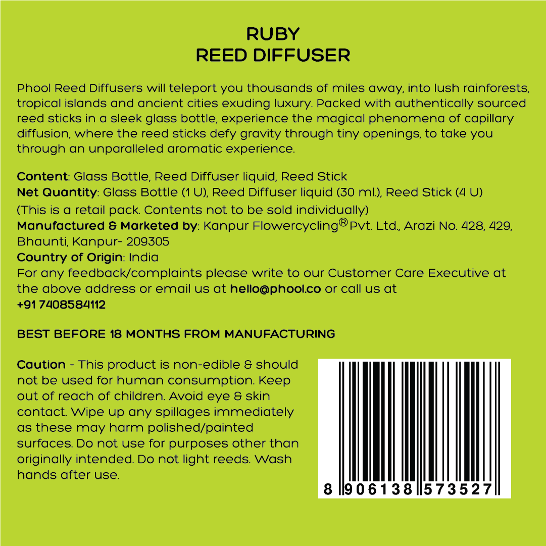 Phool Ruby Luxury Reed Diffuser Set
