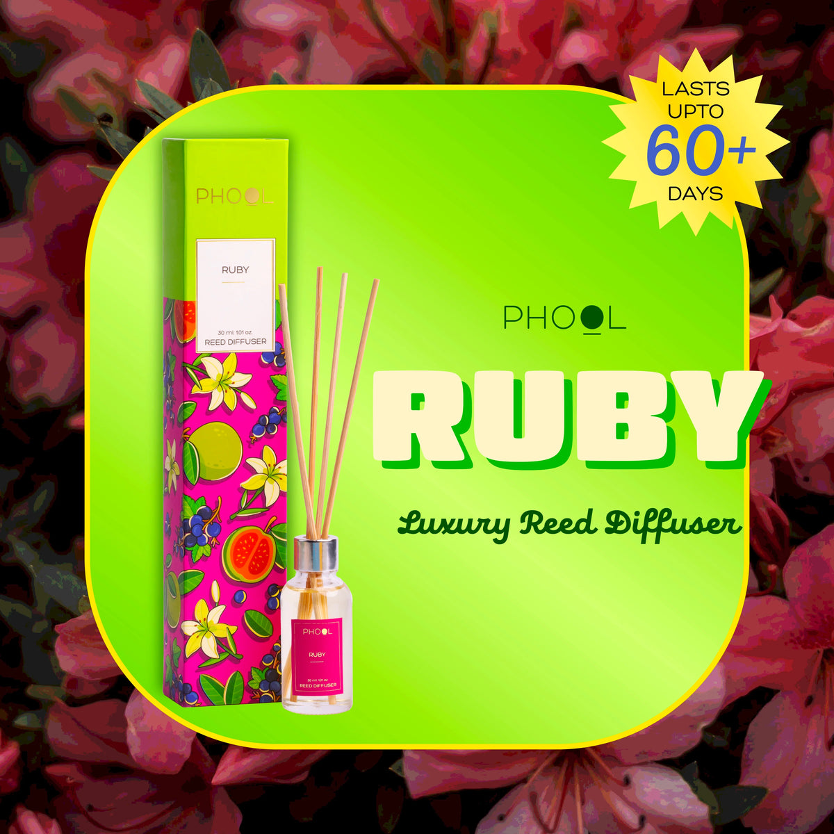 Phool Ruby Luxury Reed Diffuser Set