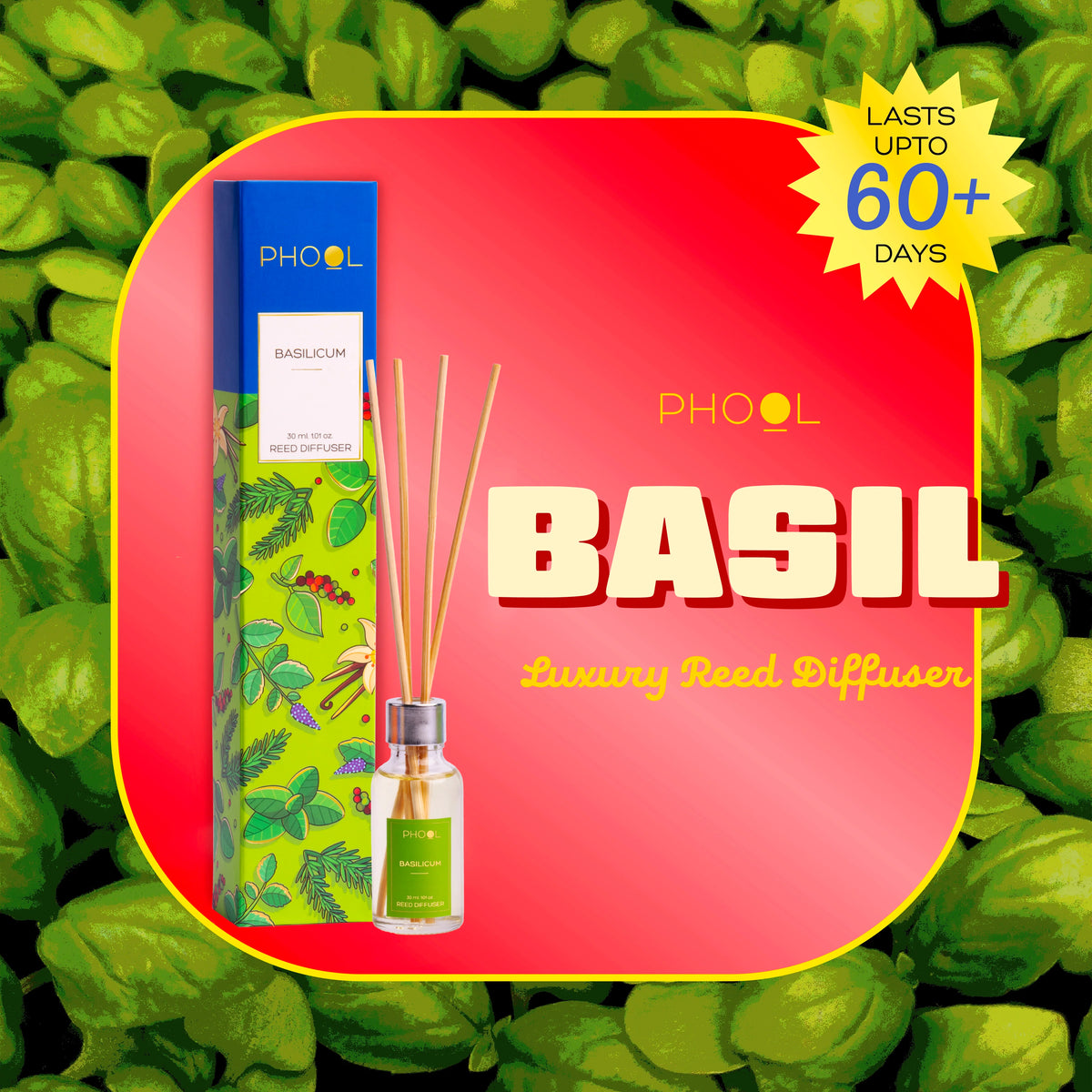Phool Basilicum Luxury Reed Diffuser Set